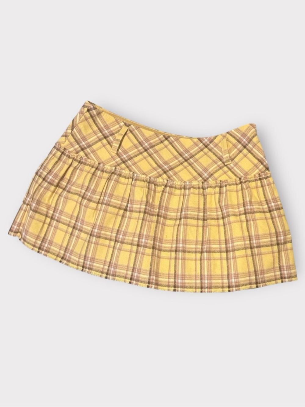 Vintage y2k American Eagle Outfitters Yellow and Brown Plaid Mini Skirt